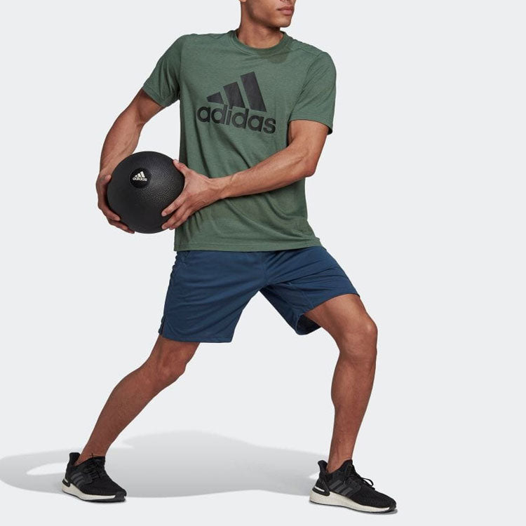 Men's adidas Alphabet Geometry Logo Printing Round Neck Pullover Short Sleeve Japanese Version Green T-Shirt HM4801