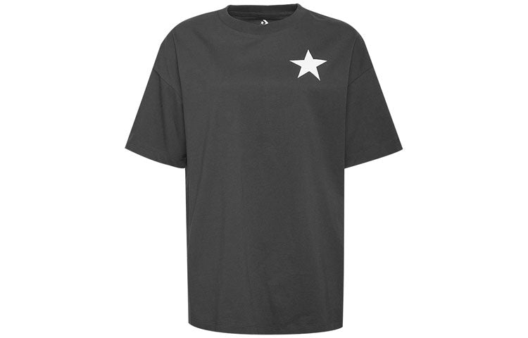 Converse Back Alphabet Smiling Face Printing Short Sleeve Unisex Black 10020739-001