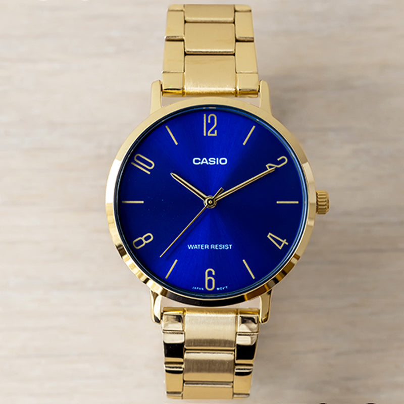 CASIO Quartz Waterproof Blue Watch Dial Blue Analog LTP-VT01G-2B