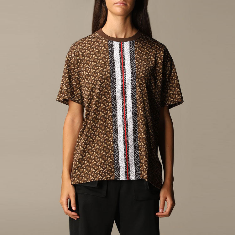 Burberry Exclusive Logo Striped Printed Loose Cotton Brown 80184331