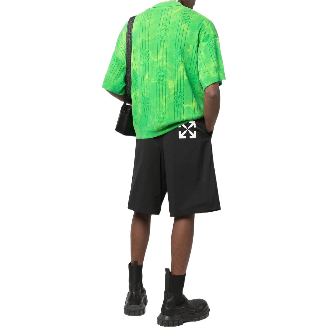 Men's Off-White FW22 Solid Color Pattern Printing Straight Shorts Black OMCB071C99FAB0011001
