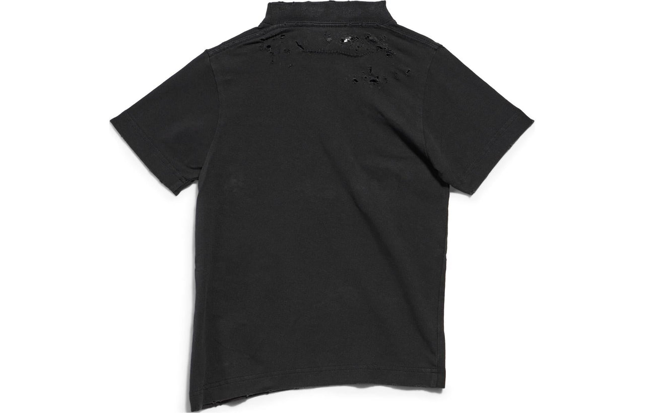 (WMNS) Balenciaga Gothic Type Shrunk T-Shirt 'Black White' 788246TQVJ51569
