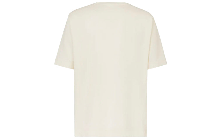 Men's FENDI FW21 Mesh Pocket Cotton Short Sleeve White T-Shirt FY0936AGAIF0AU5