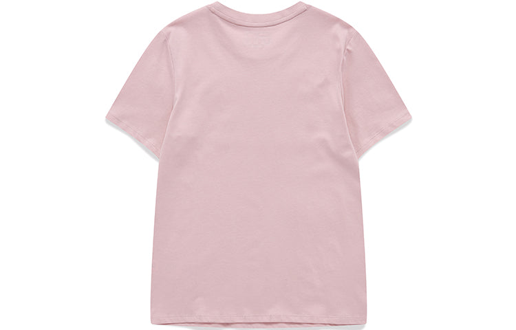 FILA FUSION Logo Printing Knit Round Neck Short Sleeve Pink T-Shirt T11W125110F-LP
