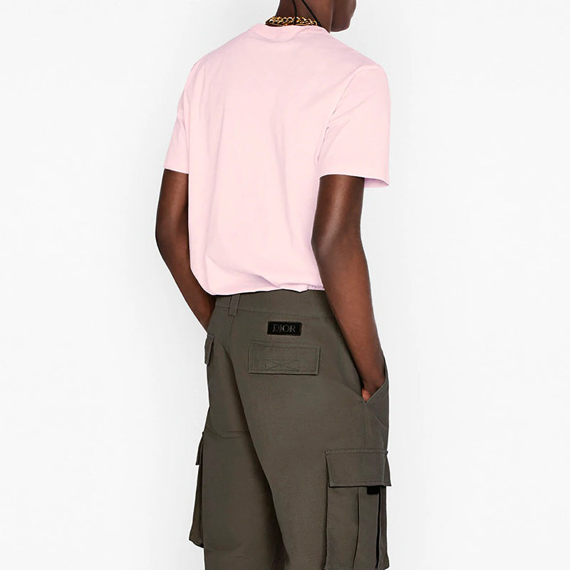DIOR Cd Icon Logo Embroidered Short Sleeve For Men Pink 013J600A0589-C400