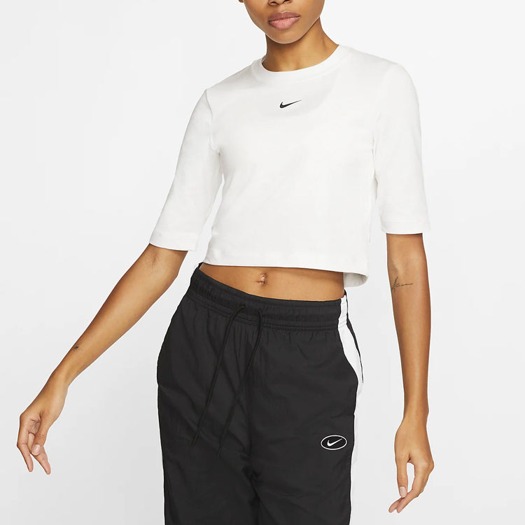 (WMNS) Nike Slim Fit High Collar Short Sleeve White CJ2216-100