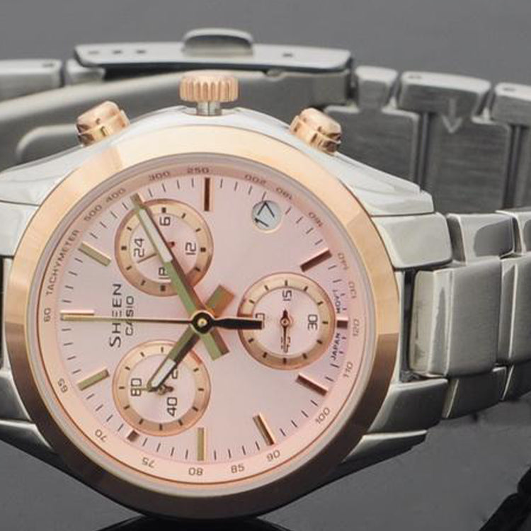 CASIO SHEEN Waterproof Stainless Steel Strap Pink Analog SHN-5000SG-4A