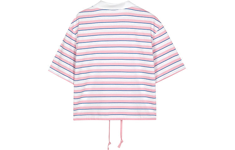 (WMNS) Skechers Stripe Polo Shirt 'Pink White' L223W027