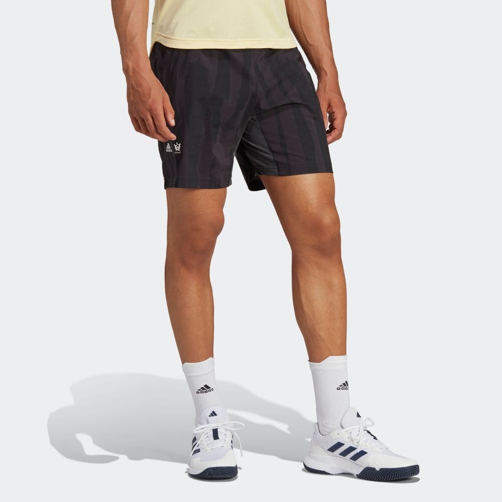 Men's adidas Logo Printing Elastic Waistband Straight Casual Shorts Japanese Version Carbon Black HY8724