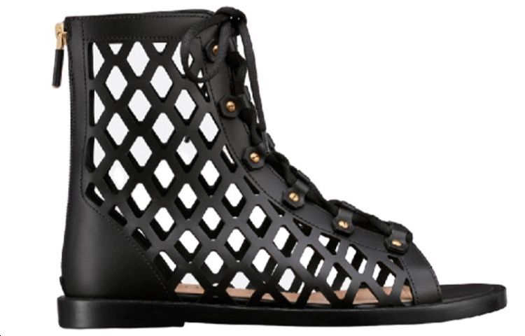 (WMNS) DIOR D-Trap Ankle Boot Black Calfskin and Shearling KCQ489CFM_900