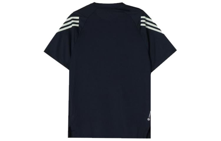 Men's adidas Stripe Alphabet Logo Printing Round Neck Short Sleeve Japanese Version Black T-Shirt HD3567