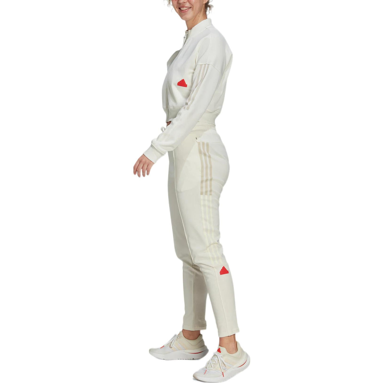 (WMNS) adidas Cropped Track Top Asia Sizing 'White' HM2859