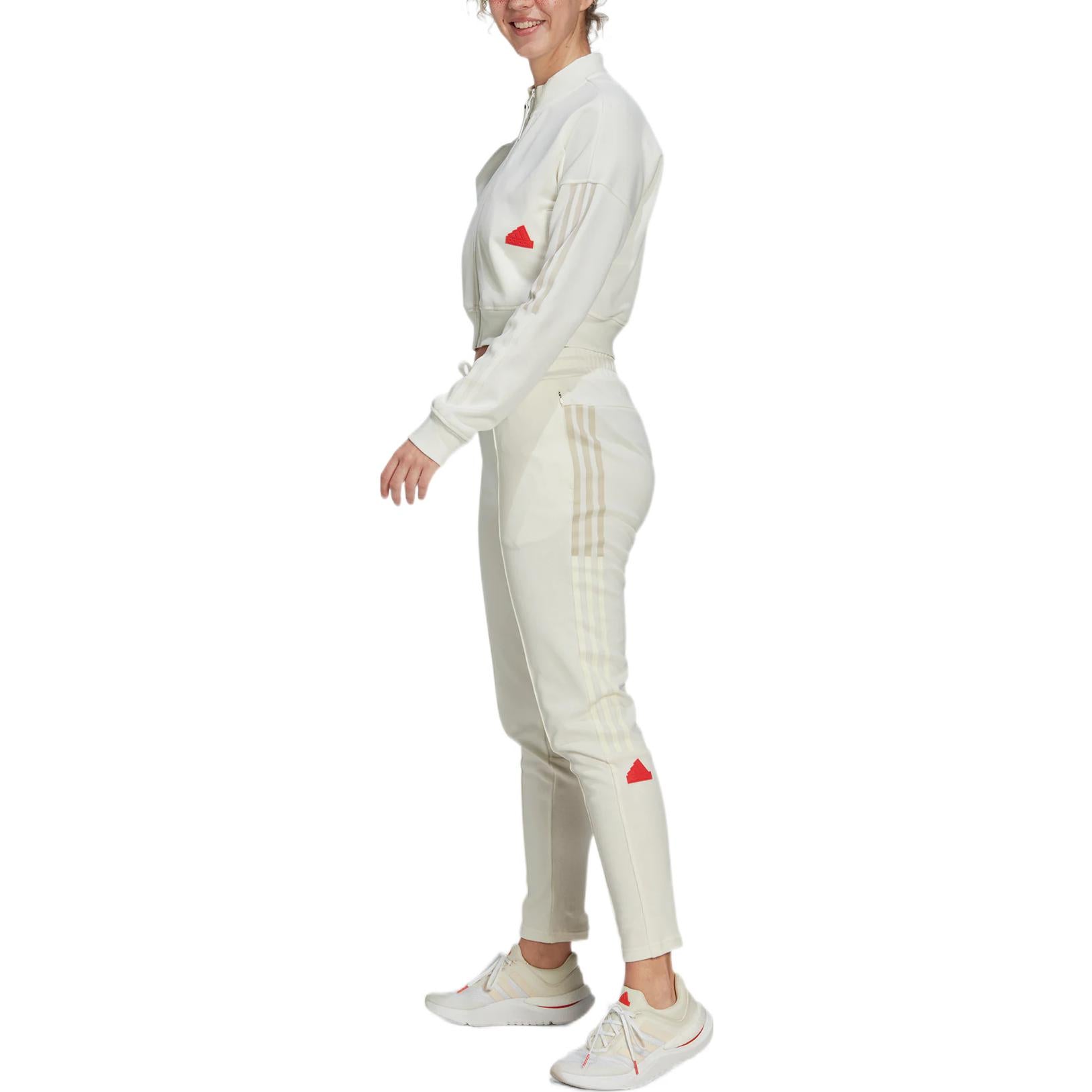 (WMNS) adidas Cropped Track Top Asia Sizing 'White' HM2859