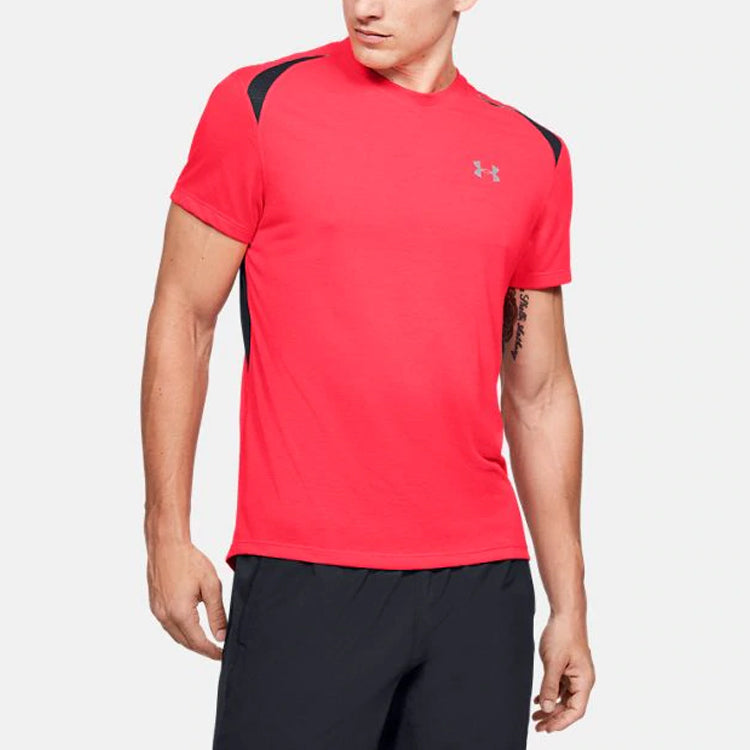 Men's Under Armour Streaker Series Running Sports Short Sleeve Red Black 1326579-628