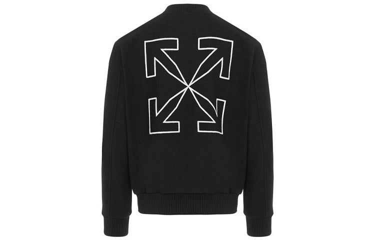 Off-White FW20 Arrows Printing Baseball Jacket Men Black OMEA224E20FAB0011001