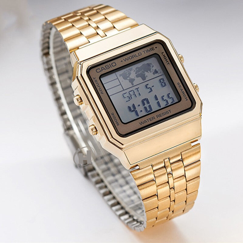 CASIO Classical Vintage Square Waterproof Quartz Mens Gold Digital A500WGA-9