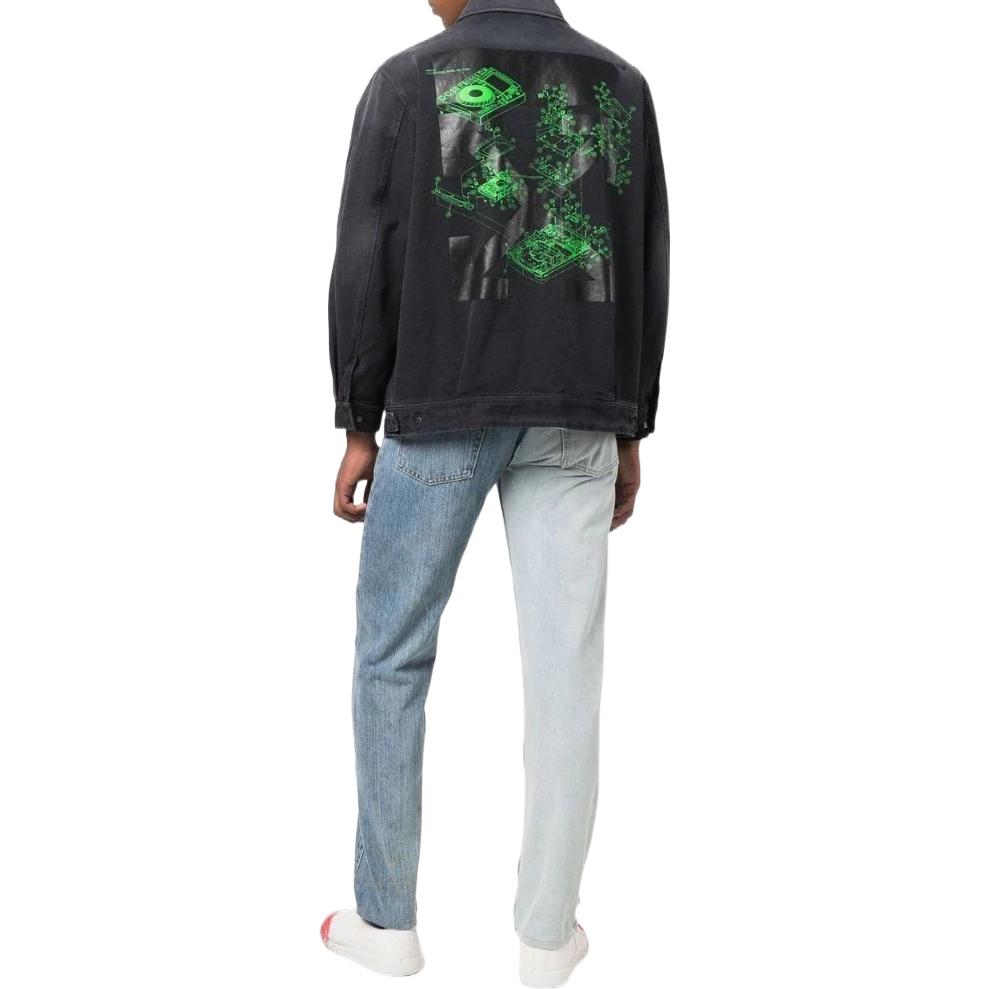 Men's Off-White SS22 Solid Color Denim Dark Grey Jacket OMEA210G21FAB00110591059