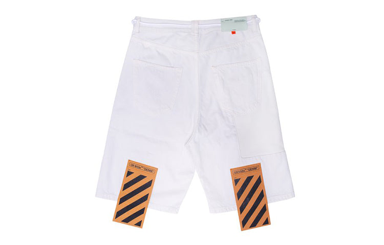 Off-White Cotton Logo Printing Casual Shorts White OMYC003R19C290214700