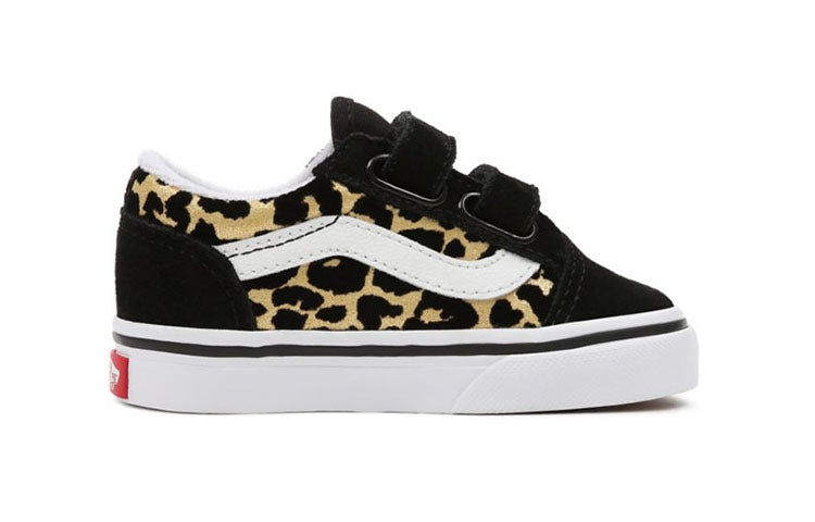 Vans Toddler Flocked Leopard Old Skool Velcro Low-Top Sneakers Black/Yellow BP VN000D3YABS