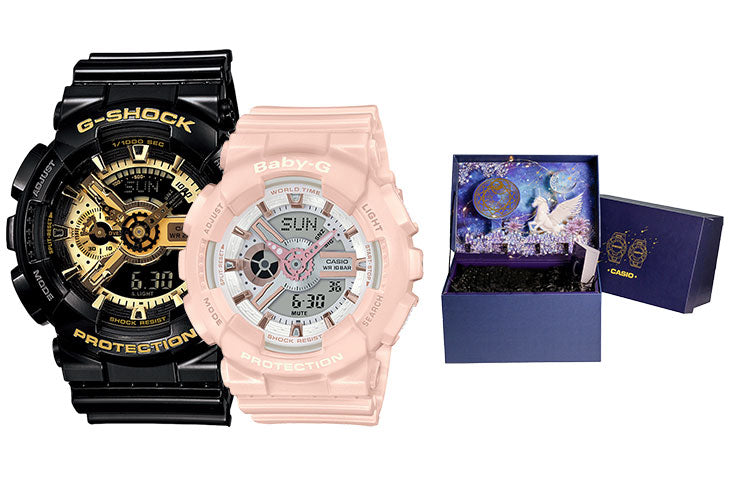 CASIO Baby-G 'Black & Pink' BA-110RG-4APR+GA-110GB-1APR