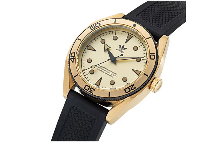 adidas Unisex Black Silicone Strap Watch 'Black Gold' AOFH220022I