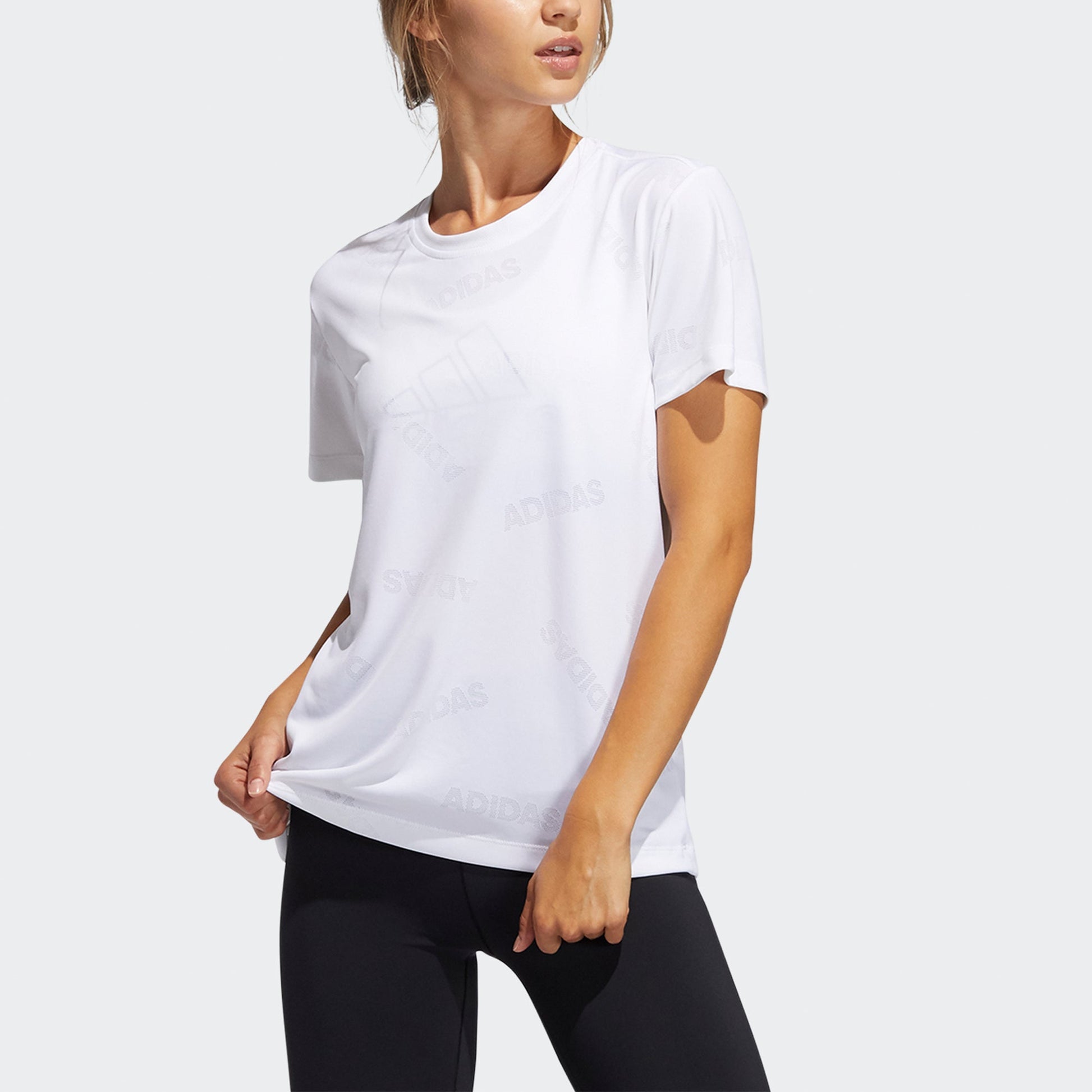 (WMNS) adidas Aeroknit Tee Training Sports Quick Dry Short Sleeve White T-Shirt GQ9430