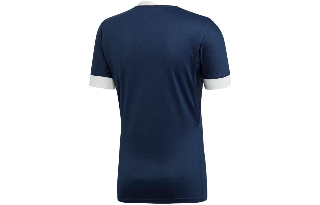 Men's adidas Stripe Logo Printing Rugby Sports Round Neck Short Sleeve Blue T-Shirt DY8507