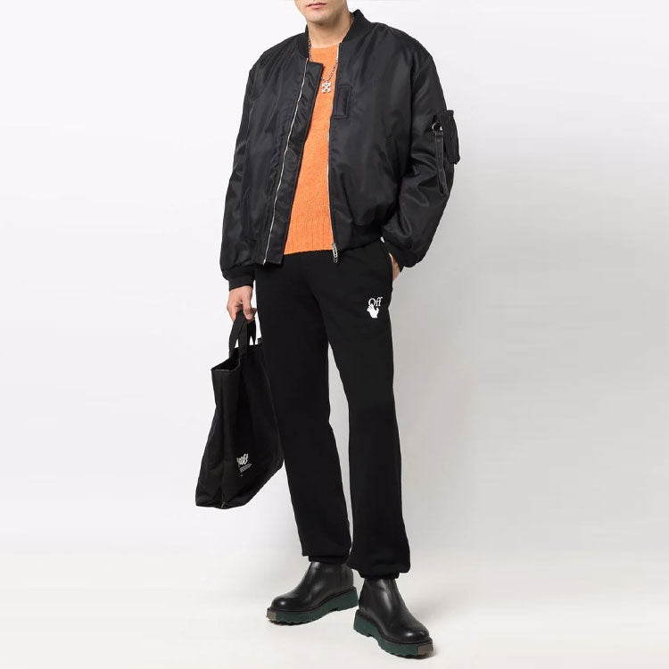 Off-White Solid Color Jacket Loose Fit Black OMEH038F21FAB0011000