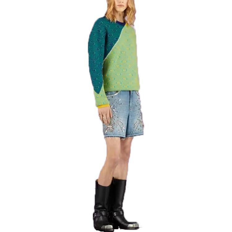Gucci GG Jacquard Wool Knit Sweatshirt 'Green' 729380-XKC0J-7021