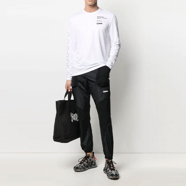 Off-White SS21 Logo Pattern Printing Long Sleeves Slim Fit Version White OMVB013V21FAB0020110