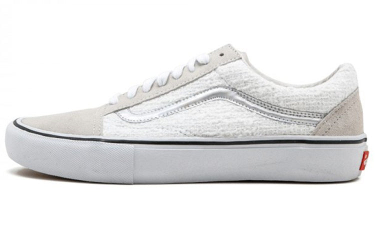 Supreme x Vans Old School Pro Iridescent Skate Shoes Unisex White VN000ZD4JI0