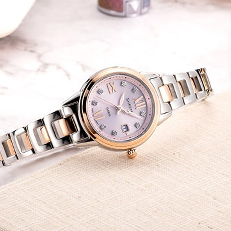 CASIO SHEEN Sapphire Crystal Stainless Steel Strap Quartz Waterproof Solar Powered Silver Analog SHE-4522SG-7AUPR