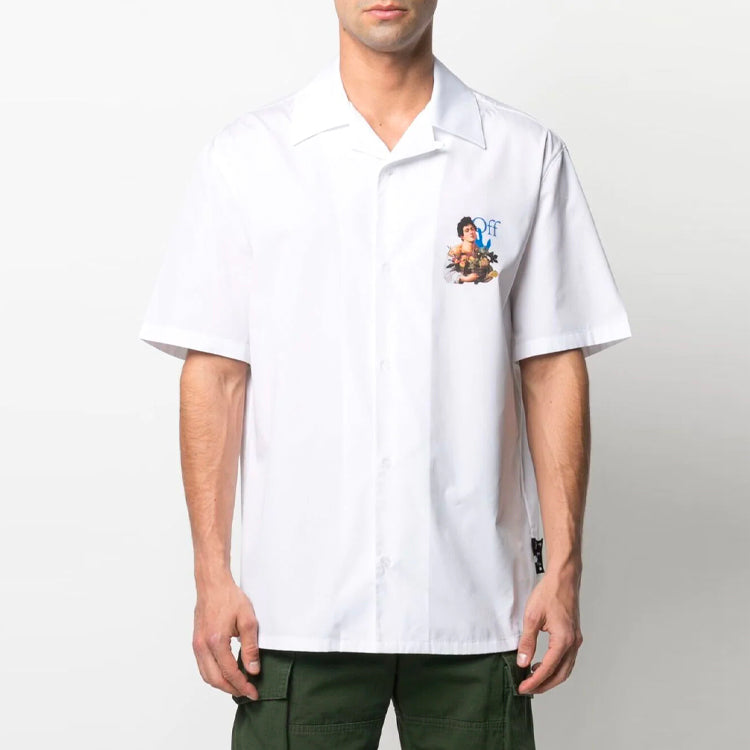 Off-White SS21 Pattern Printing Short Sleeve lapel Shirt Slim Fit Version White OMGA163S21FAB0080145