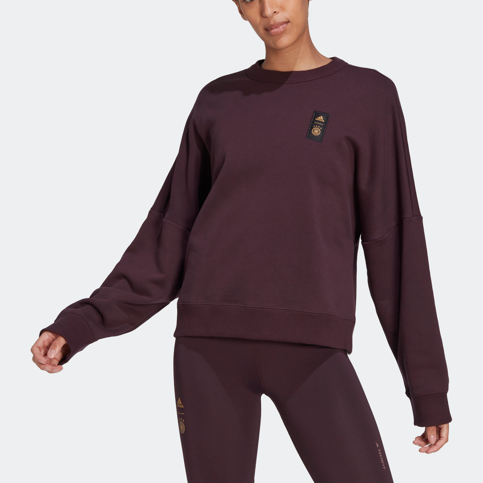 (WMNS) adidas Germany Round Neck Sweatshirt 'Burgundy' HC1277