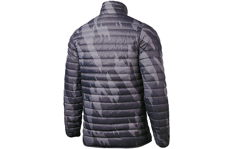 adidas real Madrid Embroidered Logo Camouflage Stand Collar Down Jacket Black GD4263