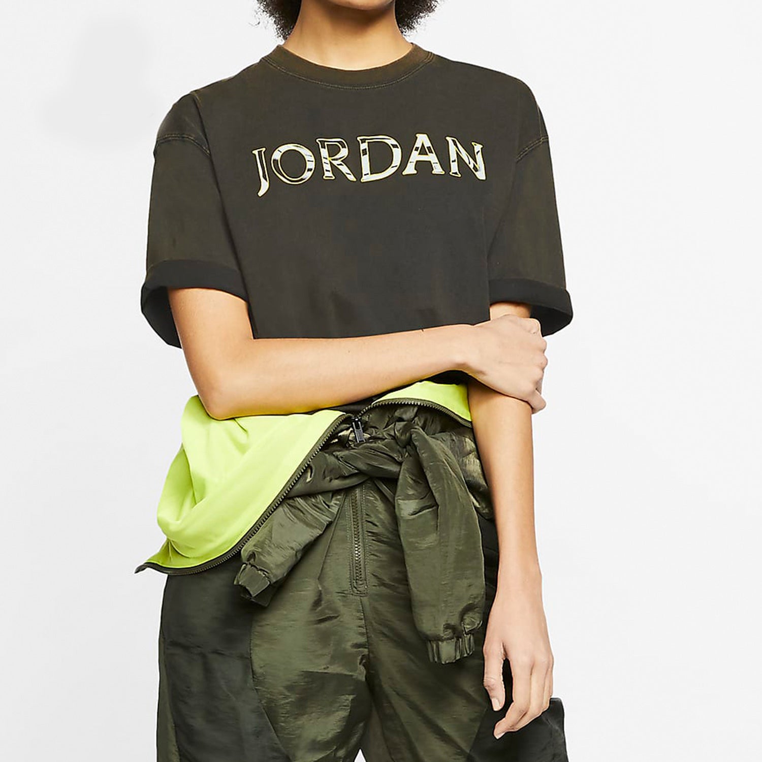 (WMNS) Air Jordan Utility Logo Round-neck Black CV7444-010