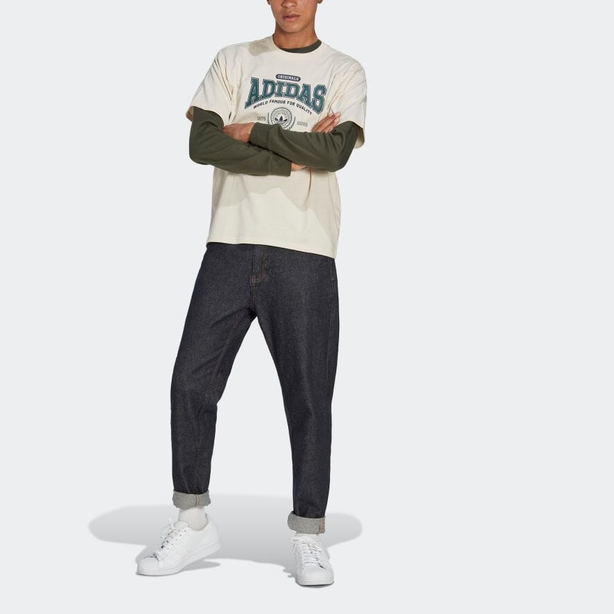 adidas originals Alphabet Logo Printing Round Neck Pullover Short Sleeve Creamy White T-Shirt IA8327