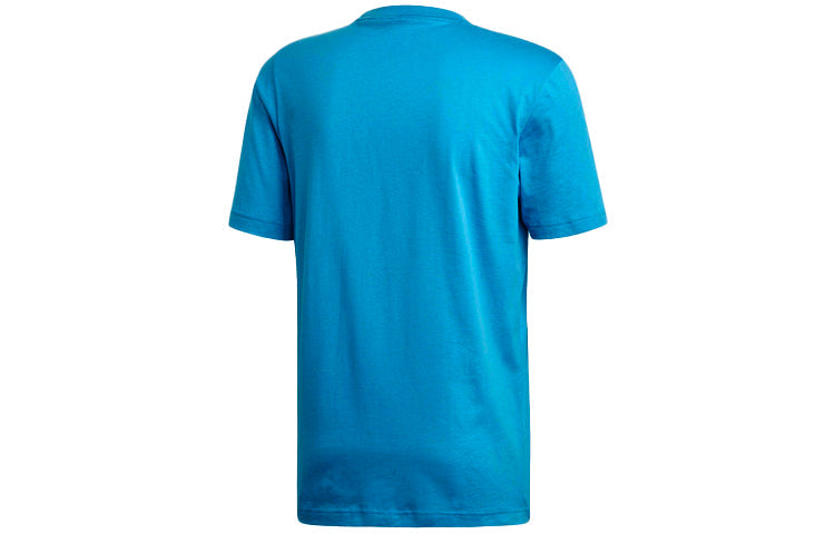 adidas Large Logo Sports Stylish Round Neck Short Sleeve Blue DX2490