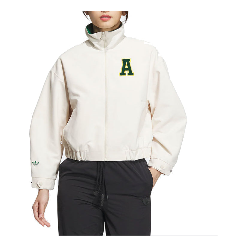 (WMNS) adidas Alphabet Print Stand Collar Zip-Up Sports Jacket Asia Sizing 'White' IL6501