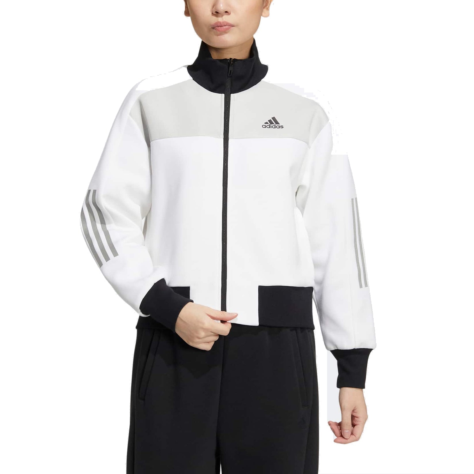 (WMNS) adidas UST Jacket Asia Sizing 'White Black' HM7089