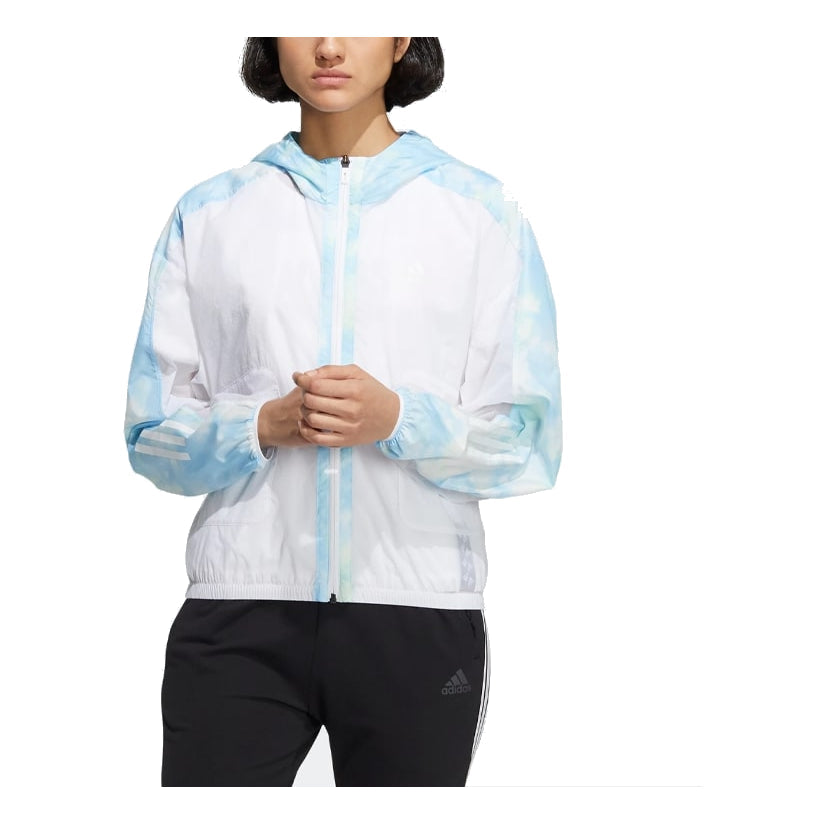 (WMNS) adidas Met Aop Windbreaker Asia Sizing 'Blue' HI6828