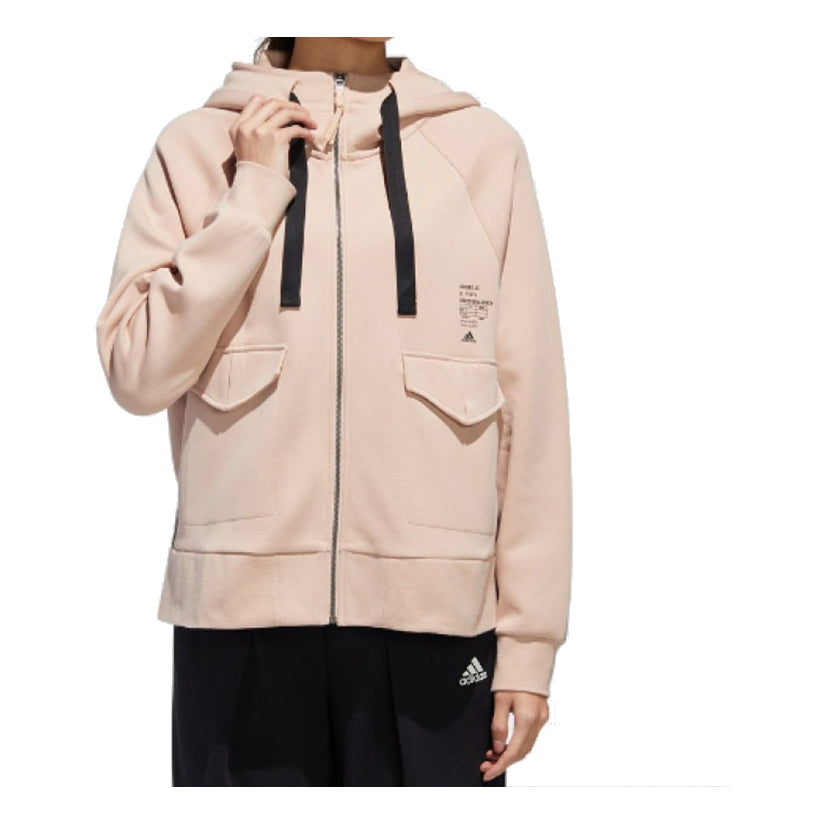 (WMNS) adidas Alphabet Print Zip Up Hoodie Asia Sizing 'Pink' HG1783