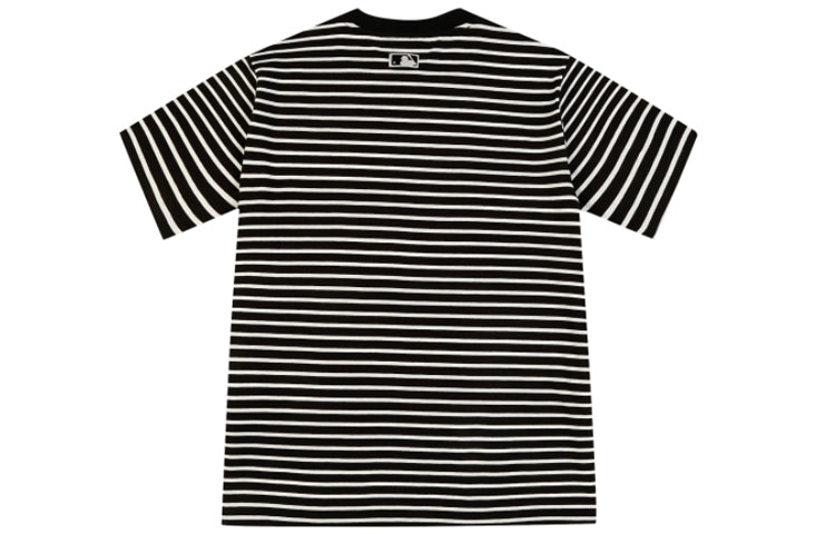MLB Basic Embroidered Cartoon Pattern Stripe Short Sleeve Unisex Black 31TSC4031-50L