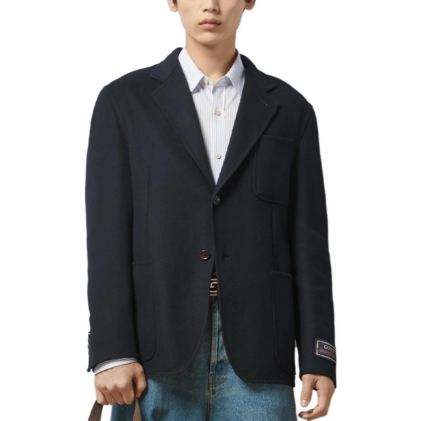 Gucci Lightweight Wool Jacket With Web Label 'Dark Blue' 770082-ZAKE3-4440