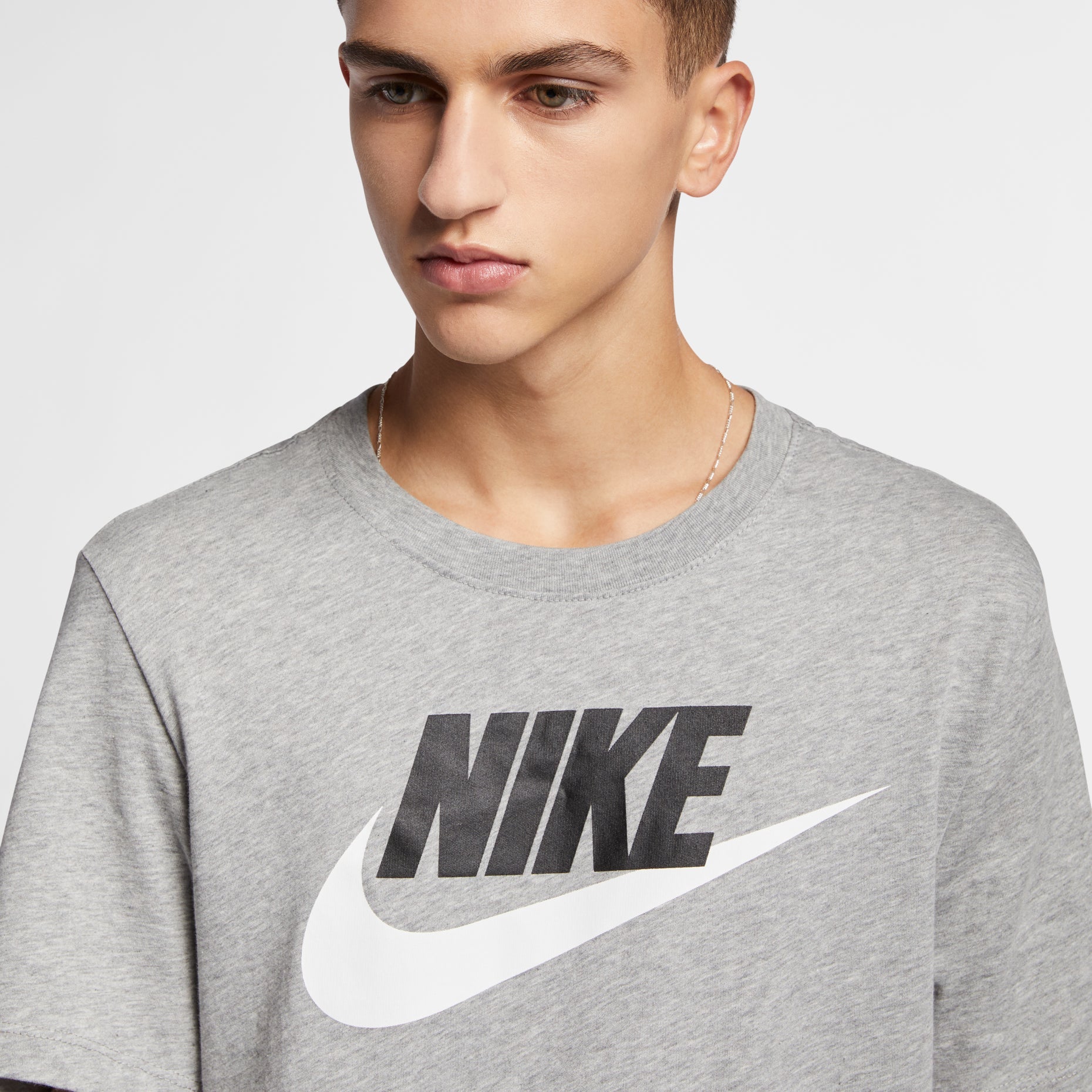 Nike Sportswear Logo Printing Sports Quick Dry Knit Short Sleeve Gray AR5005-063