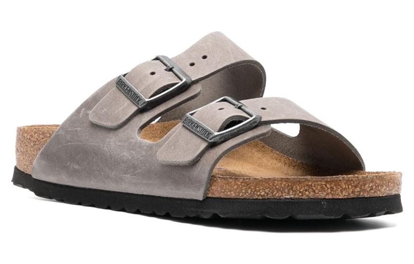Birkenstock Arizona Soft Footbed Oiled Leather Sandals 'Iron' 1013645