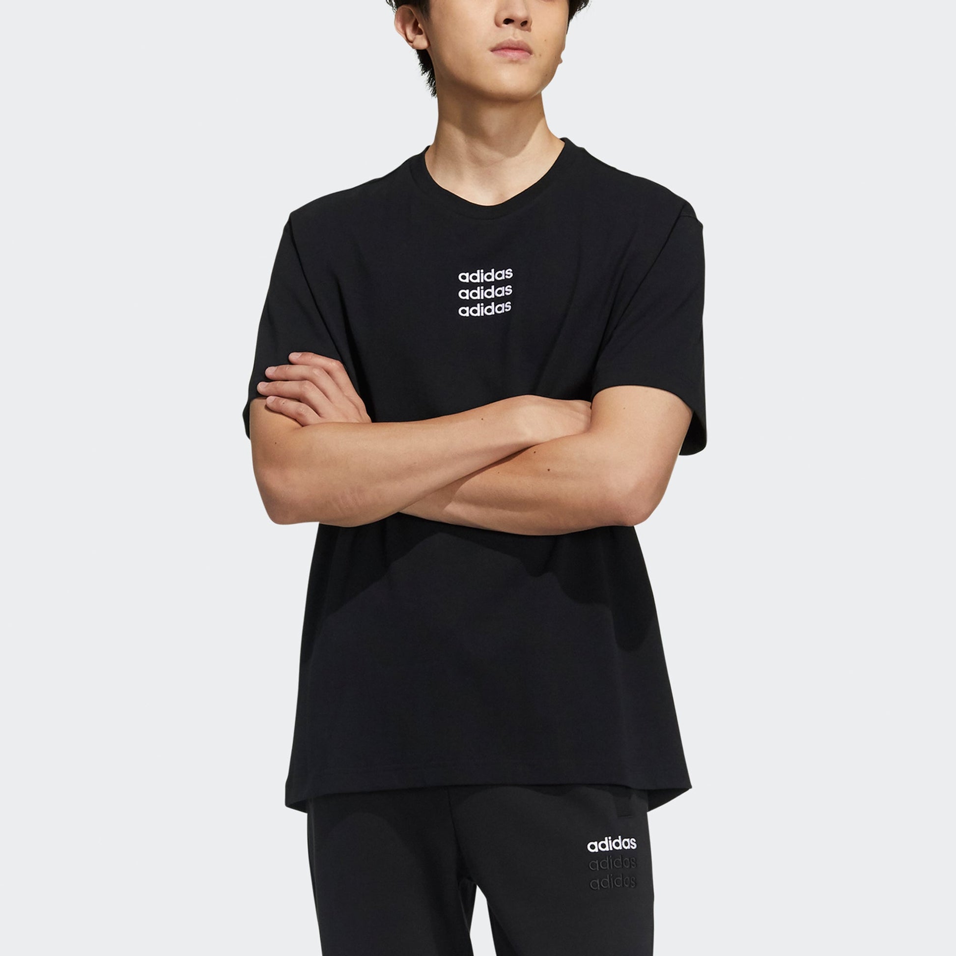 adidas neo M Ce C+ Tee Casual Sports Round Neck Short Sleeve Black GP4891