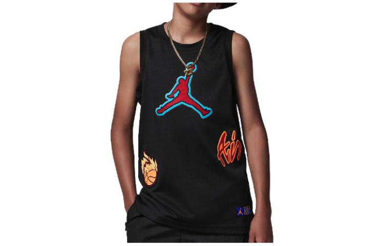 (GS) Air Jordan Patch Pack Jersey 'Black' 95C644-023