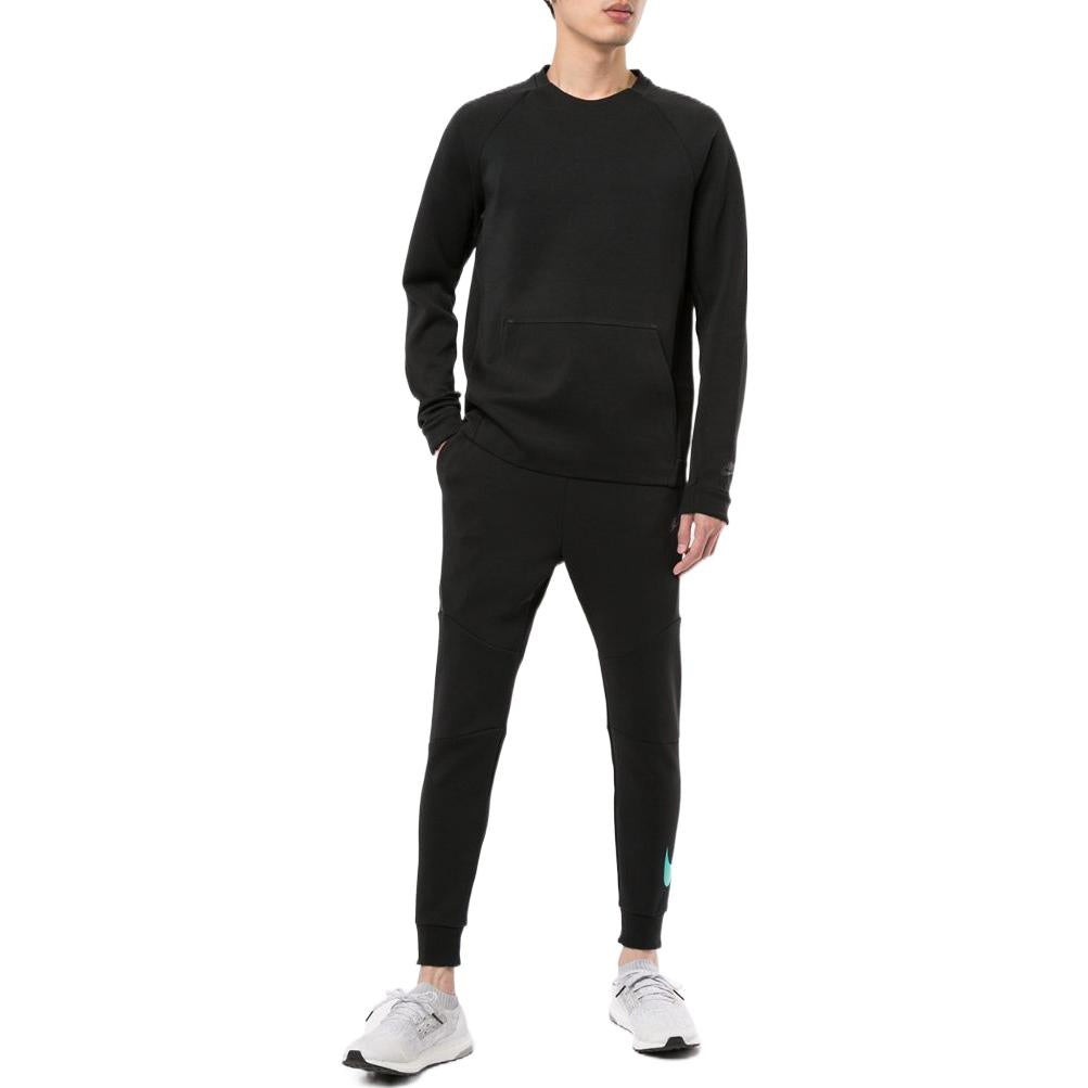 Men's Nike Back Brand Logo Pattern Printing Round Neck Long Sleeves Black NS0006-010