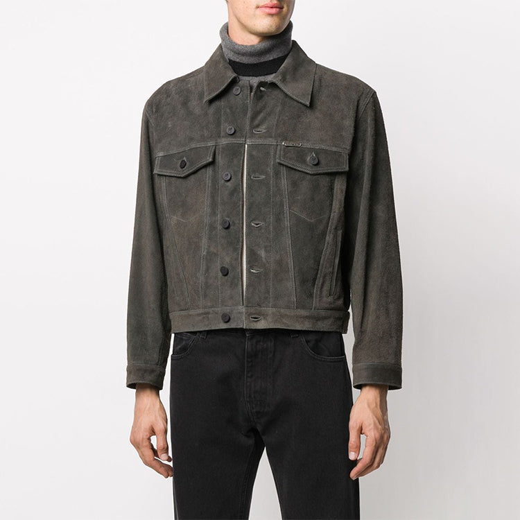 Men's Off-White Arrow Pattern Denim Jacket Gray OMJA049F20LEA0010701